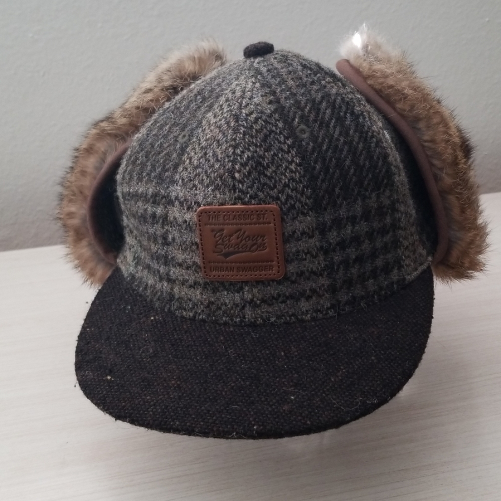Urban Swagger Harris Tweed Ear Flap Trucker Hat